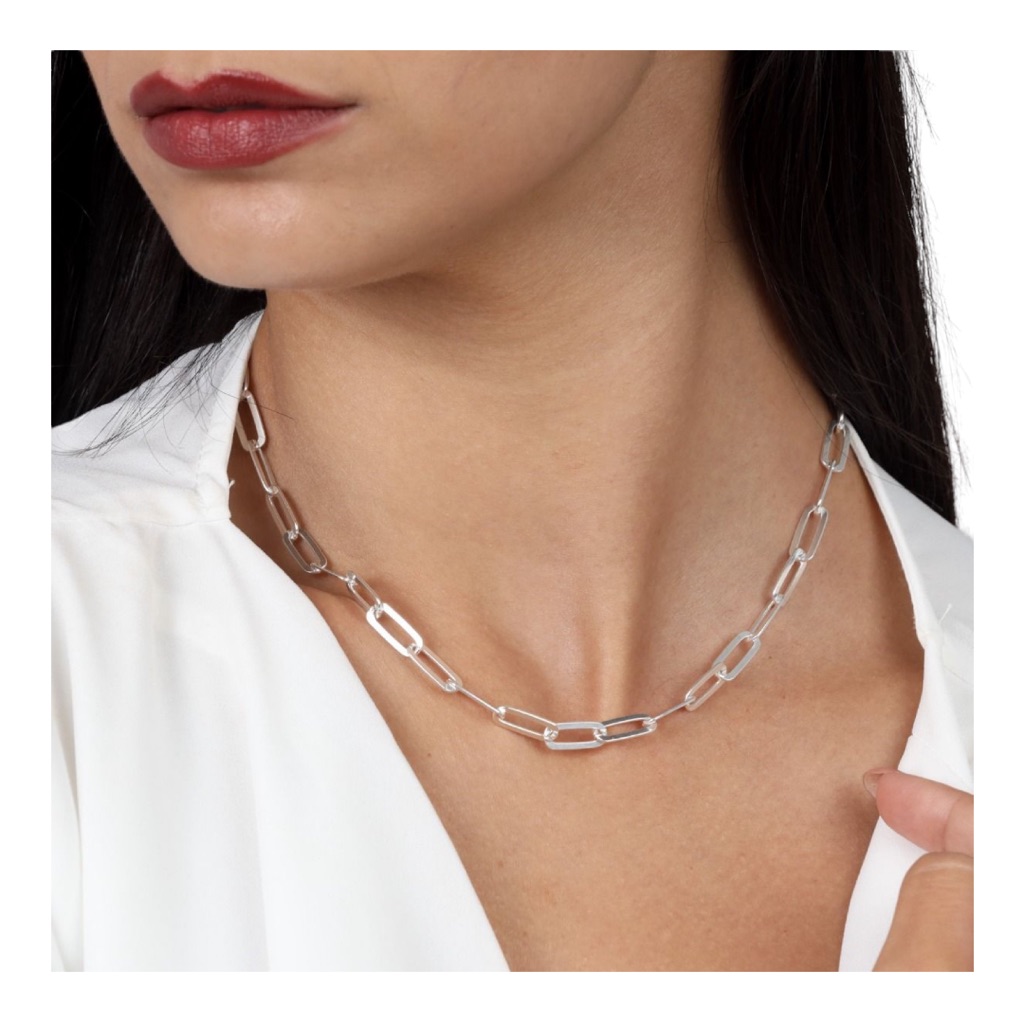 White Gold Rhodium Clip Chain White Gold Necklace 925 Sterling Silver